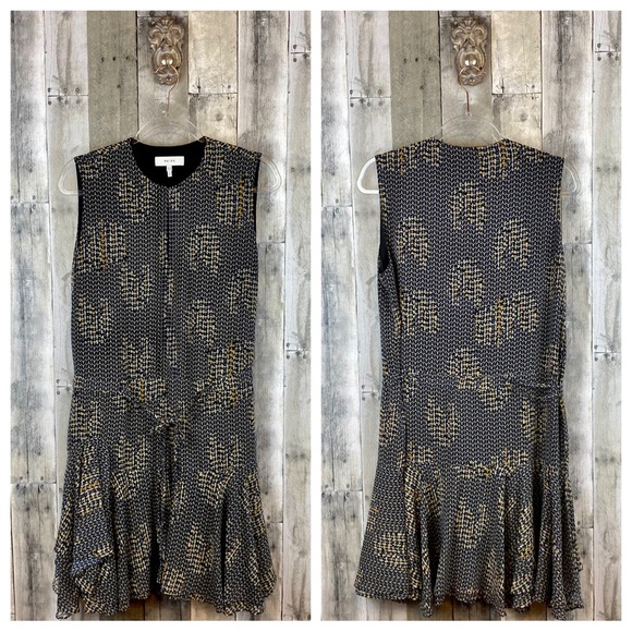 REISS Stefania Printed Dress in Black Yellow Multi Size 8. - Picture 12 of 16